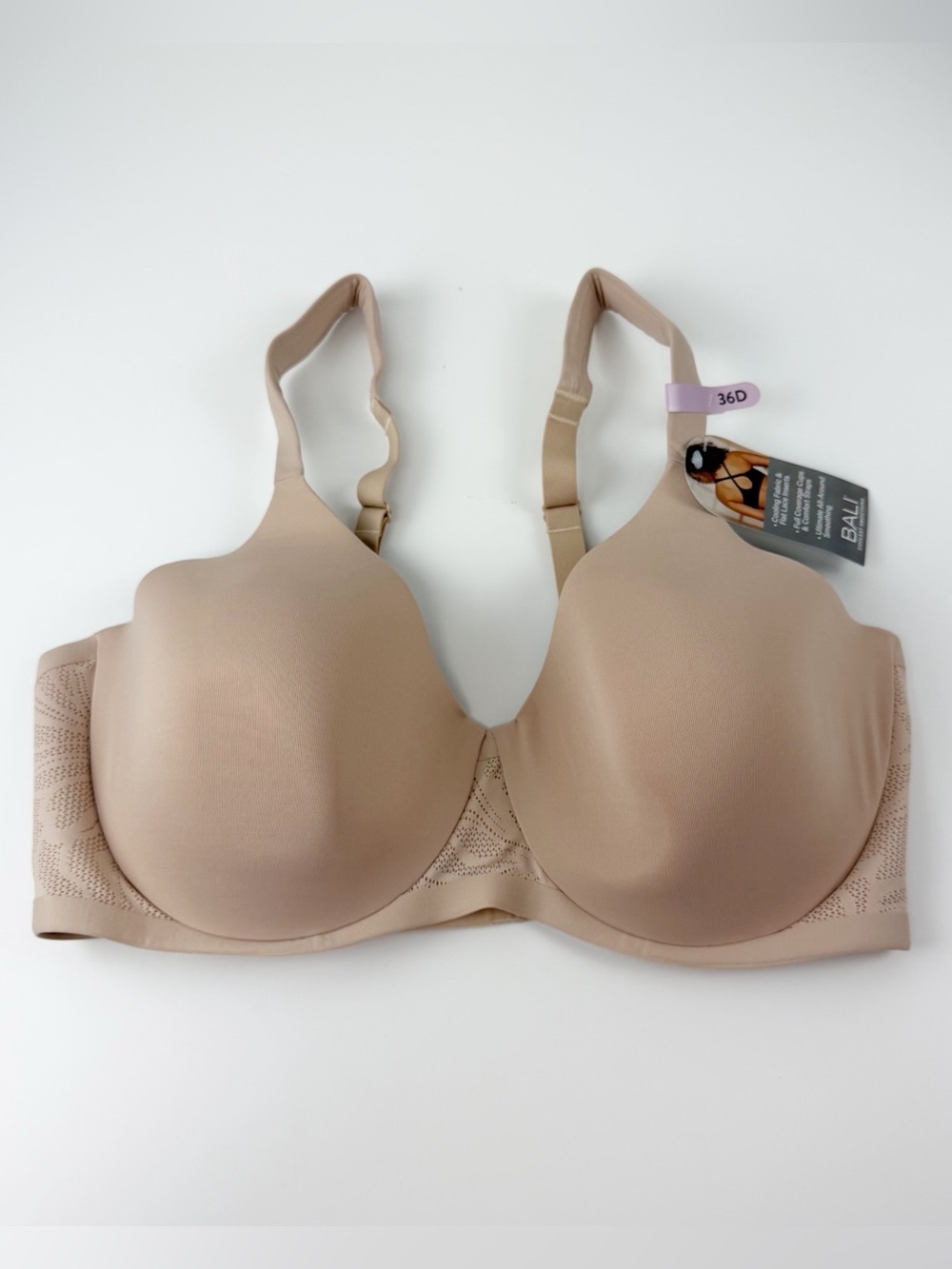 Bali Bra 36D Tan Coolest Smoothing Underwire T-Shirt NWT 4580